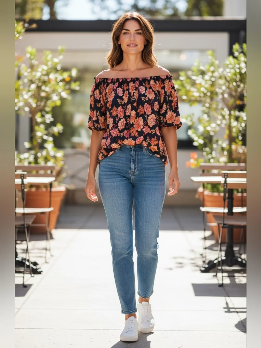 Old Navy Floral Print Peasant Blouse With Tie In The Back Size Large - Picture 8 of 8